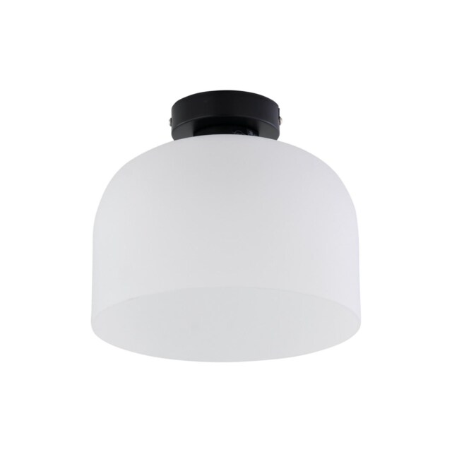 Victoria - Black Flush Ceiling Light with Frosted Glass Shade Black White 1