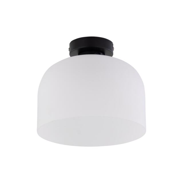 Victoria - Black Flush Ceiling Light with Frosted Glass Shade Black White 1