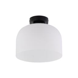 Victoria - Black Flush Ceiling Light with Frosted Glass Shade Black White 1