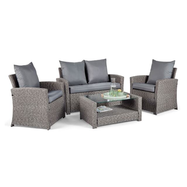 VonHaus 4 Seater Rattan Effect Garden Furniture Set