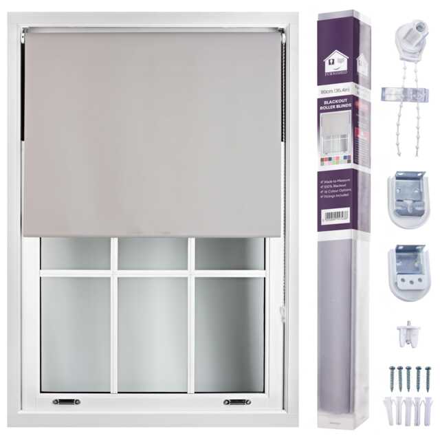 FURNISHED Made to Measure Blackout Blinds Easy Fit UV Protection Insulated Window Shade (W)90cm x (L)210cm Grey Grey (W) 90cm x (L) 210cm