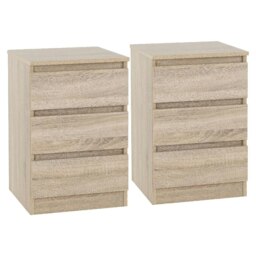 Pair of Malvern 3 Drawer Bedside Tables Brown Sonoma Oak 2