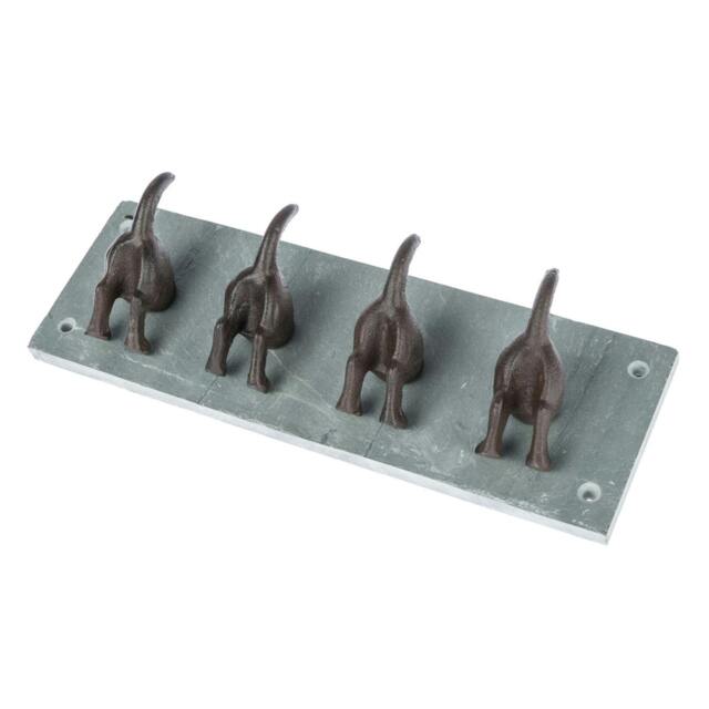 Homescapes Modern Dog Tail Coat Hooks Cast Iron and Slate Wall Mounted Design