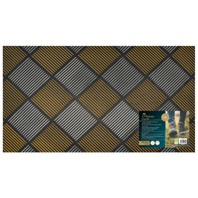 JVL Platina Rubber Scraper Doormat 40x70cm, Gold/Silver