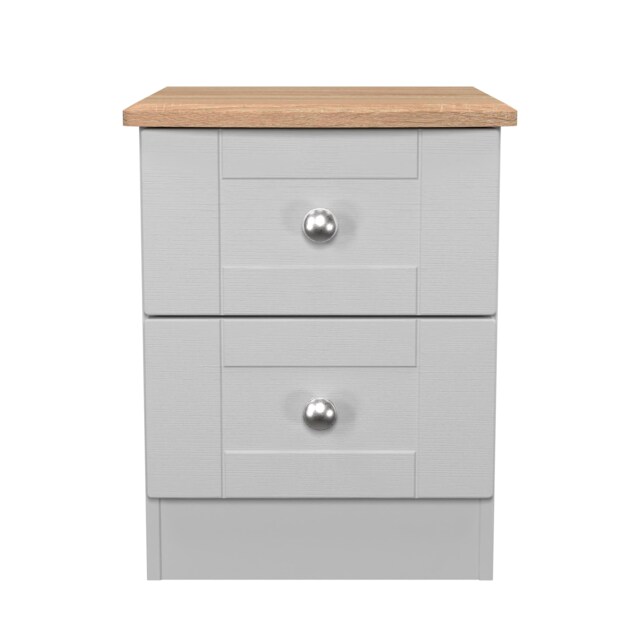 Cumbria 2 Drawer Compact Bedside Cabinet in Grey Ash & Bardolino Oak (Ready Assembled) Grey Grey Ash & Bardolino Oak