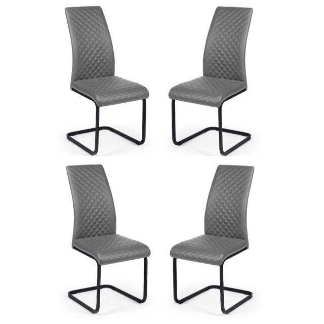 Windsor Premium Grey Upholstered Cantilever Dining Chairs - Set of 4