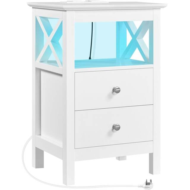 Yaheetech 2-Drawer Bedside Table with AC Outlets