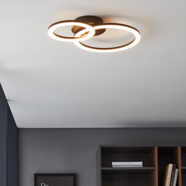 EGLO Parrapos-Z Modern Black Steel Smart Control, Colour Changing Ceiling Light, (W) 30cm