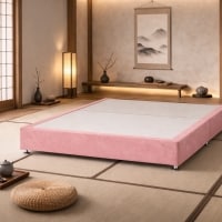 Kyoto Low Platform Divan Bed 6FT Superking Pink Plush Velvet