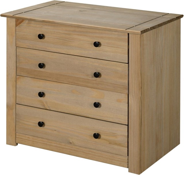 Panama Chest of Drawers 4 Drawer Solid Pine Wood Waxed Oak Finish