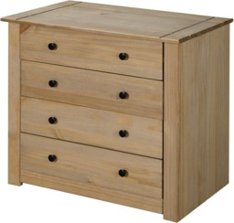 Panama Chest of Drawers 4 Drawer Solid Pine Wood Waxed Oak Finish