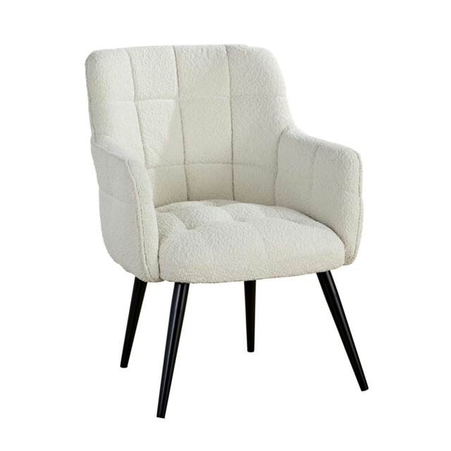 Armchair Boucle Cream Teddy Fur Living Room Home Accent Occassional Furniture
