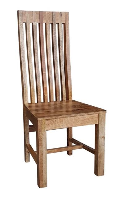 Geneva Long Back Solid Seat Chair (Set of 2) - Mango Wood - Light Finish Brown