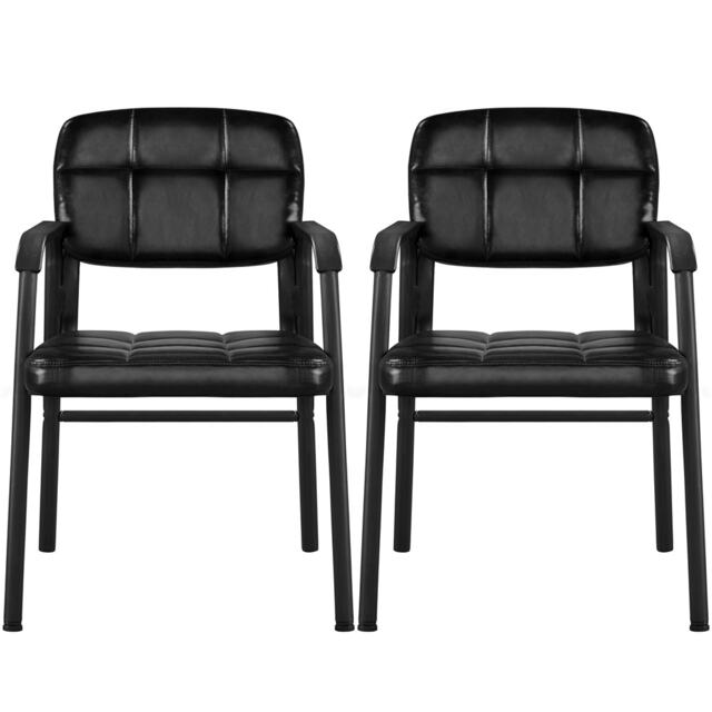 Yaheetech 2pcs Office Reception Upholstered Chairs for Home & Office Black Black