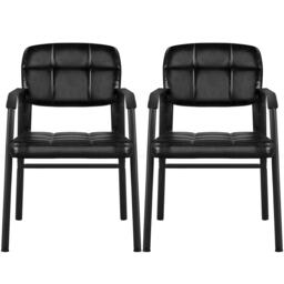 Yaheetech 2pcs Office Reception Upholstered Chairs for Home & Office Black Black