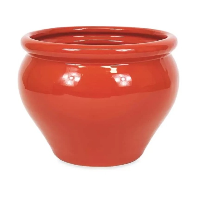Verano Spanish Ceramics Bola Plant Pot - 25cm Dipped Red Red