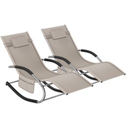 Sun Lounger Taya with a Modern Design, Rocking Function and Breathable Surface Cream beige 2