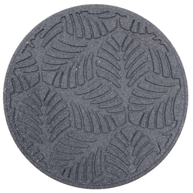 Stepping Stones Rubber Path Walkway Stone Geo Leaves Design - Grey - Pack of 1 Grey Grey Pack of 1