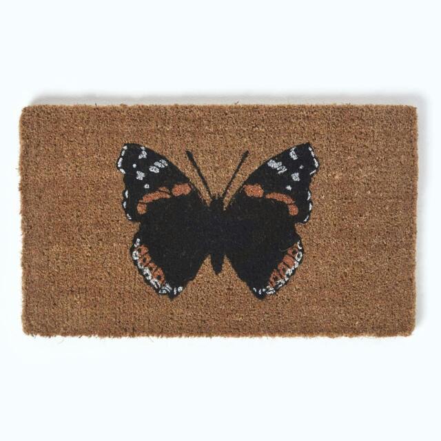 Homescapes Red Admiral Butterfly Coir Non-Slip Door Mat