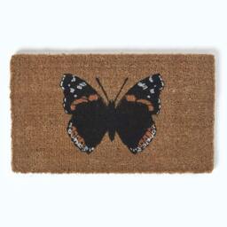 Homescapes Red Admiral Butterfly Coir Non-Slip Door Mat