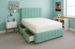 Duck Egg Plush 4ft6 Double Divan Bed Set Headboard & Footboard - No Drawers