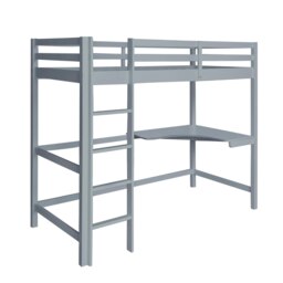 3ft Single High Sleeper Bed With Corner Desk In Grey
