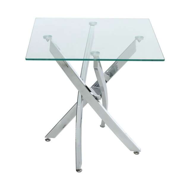 Living and Home Modern Square Glass Top Coffee End Table