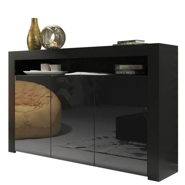 Sideboard TV Unit TV Stand Black High Gloss Storage Cabinet Media Console Cupboard 155cm