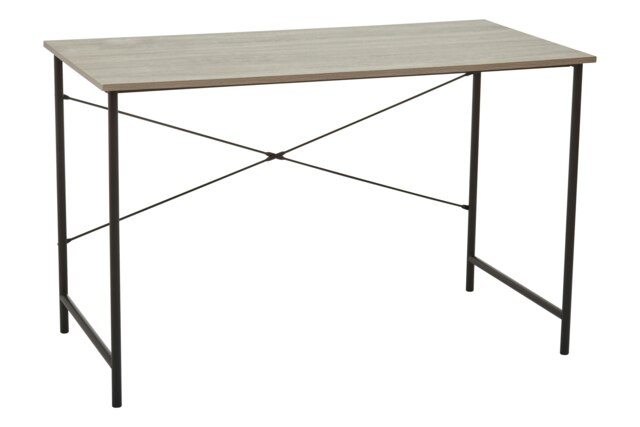 Sleek Grey Oak Desk With Black Metal Frame,Work Desk for Computer Tasks,Multipurpose Desk For Commercial Use Grey