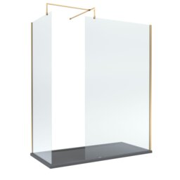Balterley Glass Walk In Wetroom Screens with Profile and Shower Tray Copper Brushed Brass