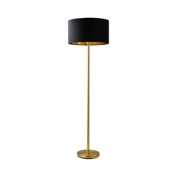 ValueLights Charlie Gold Floor Lamp Black Velvet Gold Shade Gold