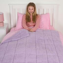 OHS Kids 3kg Teddy Fleece Sensory Stress Anxiety Relief Weighted Blanket, 100x150cm - Lilac