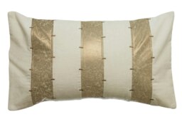 Multi Gold Panel Cushion,Decorative Throw Pillow With Faux Velvet Strips,Removable Cushion Cover For Sofas Gold