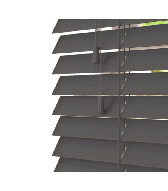 160cm Slate Smooth Finish Faux Wood Venetian Blinds with Strings (120cm Drop) Grey Grey