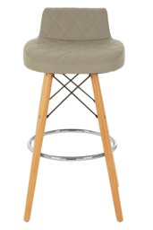 Orsina Grey Leather Effect Seat Bar Stool, Comfortable Faux Leather Bar Stool, Space-Saver Kitchen Bar Stool
