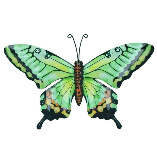Medium Metal Green Butterfly Wall Art Garden/Home Ornament 21.5 X 33.5CM