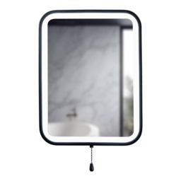 ValueLights Mirror Matte Black IP44 Rated Bathroom Battery Operated 30 x 40cm Mirror Light Black