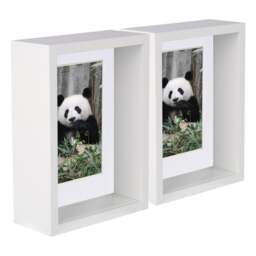 "Nicola Spring 5 x 7"" Deep Photo Frames - White/White Mount - 3D Deep Box Picture Frame Display Case (20 x 15cm) x5"