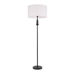 ValueLights Marissa White Shade with Black Stacked Ball Floor Lamp and Bulb