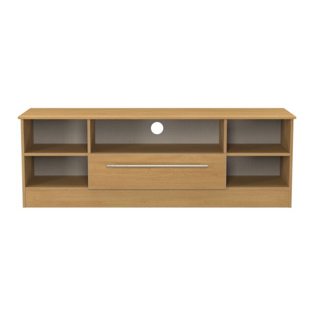 Carlton Wide 1 Drawer TV & Media Unit in Modern Oak (Ready Assembled) Brown Modern Oak
