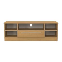 Carlton Wide 1 Drawer TV & Media Unit in Modern Oak (Ready Assembled) Brown Modern Oak
