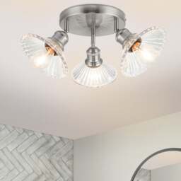 COSYLYTE Milan Bathroom 3 Light Ribbed Glass Clustered Spotlight Brushed Nickel Silver Brushed Nickel 1