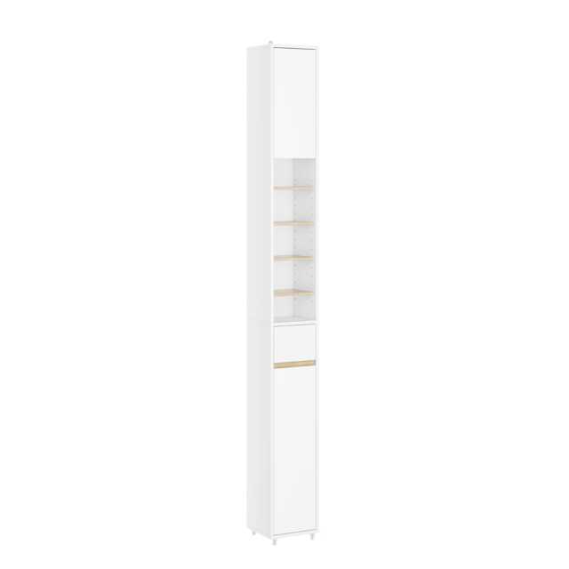 SoBuy BZR34-WN,Slim Freestanding Bathroom Tall Cabinet White Natural 1