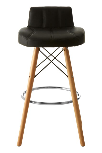 Orsina Black Leather Effect Bar Stool, Comfortable Seating Faux Leather Bar Stool, Space-Saver Kitchen Stool