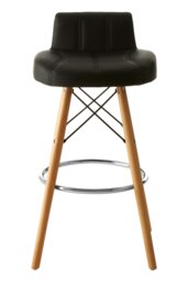 Orsina Black Leather Effect Bar Stool, Comfortable Seating Faux Leather Bar Stool, Space-Saver Kitchen Stool