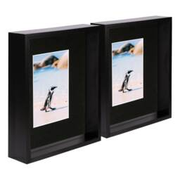 "Nicola Spring 8 x 10"" Deep Photo Frames - Black/Black Mount - 3D Deep Box Picture Frame Display Case (27.5 x 22.5cm) x2"