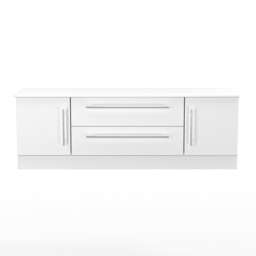 Carlton 2 Door 2 Drawer Wide TV Unit in Porcelain Matt (Ready Assembled) White Porcelain Matt