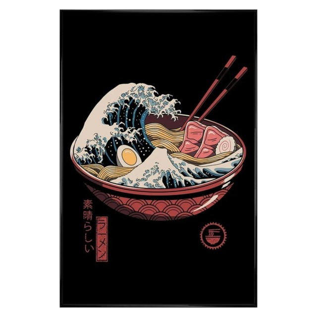 Gloss Black Framed Vincent Trinidad Great Ramen Wave Maxi Poster Multi