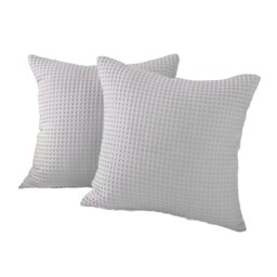 Two Pack Waffle Cushion Covers 50 x 50cm - 100% Cotton Silver Dove Grey 2