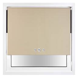 FURNISHED Blackout Roller Blind with Triple Eyelets & Metal Fittings Brown Cappuccino (W) 180cm x (L) 165cm